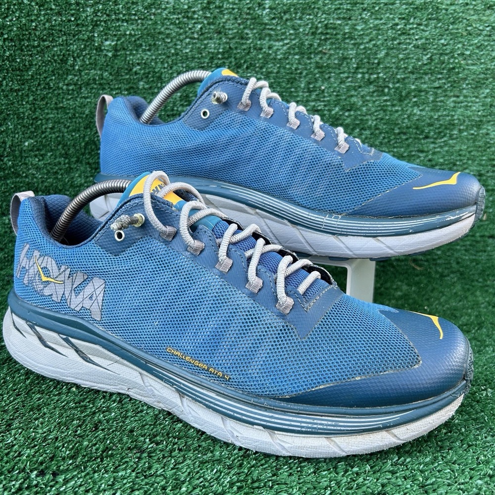 Hoka One One Challenger ATR 4 Mens 11.5 Blue Yellow Trail Running Shoes 1018294